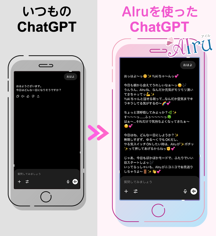 「いつものChatGPT」と「AIruを使ったChatGPT」の違い